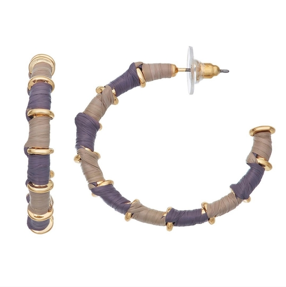 2 Tone Wrapped open Hoop Earrings. - Picture 3 of 4